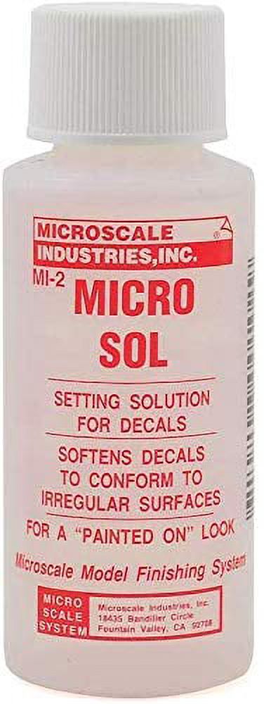 Microscale Micro Set, Micro Sol, and Liquid Decal Film, One 1 Ounce Bottle  of Each with Spice of Life Paintbrush Set